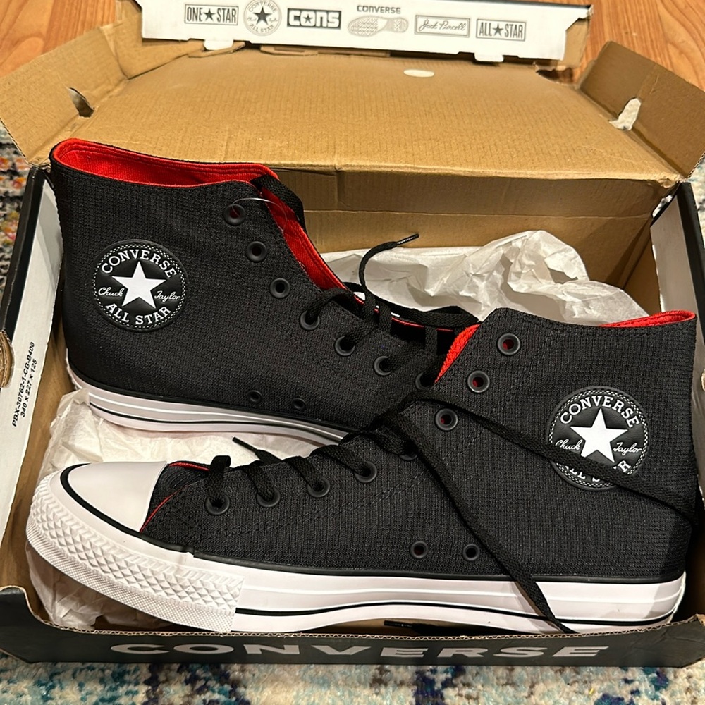 Converse Mens CTAS Hi Nylon 162390C Black/Red
